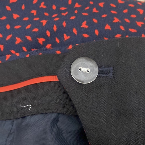Banana Republic Women Avery Pant Size 4 Navy Red Straight Fit Patterned Mid Rise - Picture 10 of 13